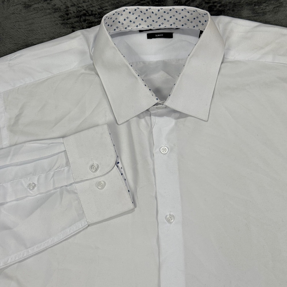 Nine‎ West Dress Shirt Men XL White Slim